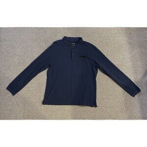 Barbour Shirt Men's XL Essential Long Sleeve Knit Pocket Polo Navy Modal/Cotton